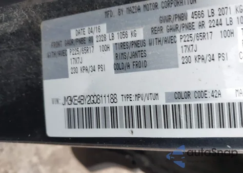 2016 Mazda Cx-5 Sport из США, поврежденный, VIN JM3KE4BY2G0811188